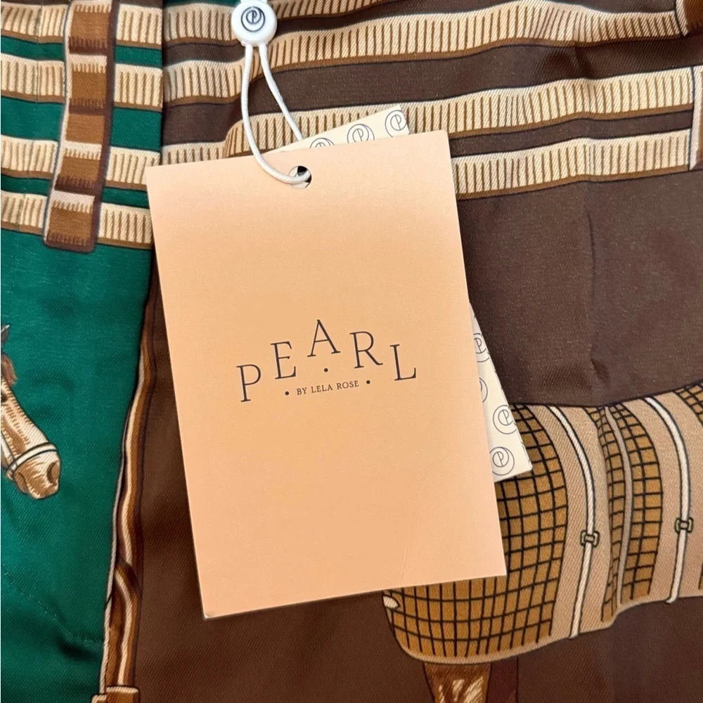 Pearl by lela rose NWT green equestrian twill wide leg pants women’s size 12 - Picture 9 of 10